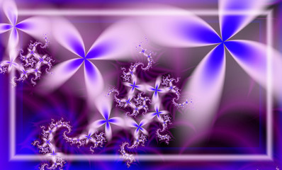 Digital fractal 3D design.Beautiful fractal flowers on an abstract color background.