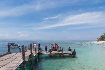Wharf on the island of Mamutik. State of Sabah, Malaysia 