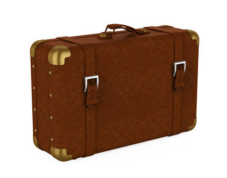 Vintage Leather Suitcase Isolated