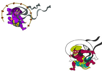 版権切れ有名絵画の模写「風神雷神」のフレーム