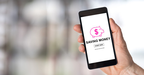 Saving money concept on a smartphone