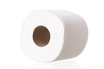 roll of toilet paper on white background