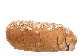 Whole grain bread Cut over white background