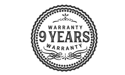 9 years warranty icon stamp