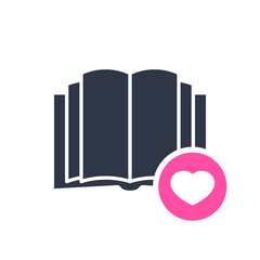 Book icon, education icon with heart sign. Book icon and favorite, like, love, care symbol