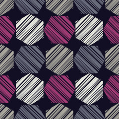 Obraz premium Ethnic boho seamless pattern. Hand hatching. Traditional ornament. Geometric background. Folk motif. Textile rapport.