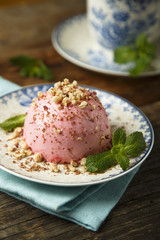 Homemade berry panna cotta dessert