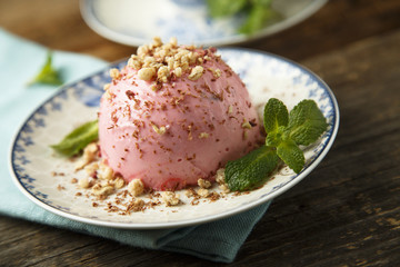 Homemade berry panna cotta dessert