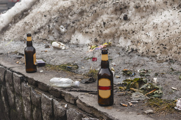 2 bottles of beer and a lot of garbage