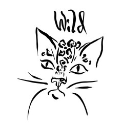 Leopard print. Illustration of wild cat head.