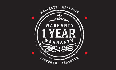 1 year warranty icon stamp