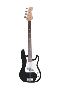 Black Bass Guitar Isolated On White Background