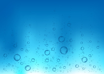 Undersea  blue  fizzing air, water or oxygen  bubbles vector texture.