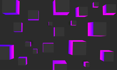 Black background with lilac geometric 3d cubes pattern.