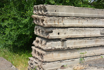 Reinforced concrete slabs for covering the floors of the house, the skeleton of the old collapsed...