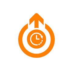 Logout icon, signs icon with clock sign. Logout icon and countdown, deadline, schedule, planning symbol