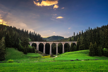 Historic railway viaduct near Telgart in Slovakia - obrazy, fototapety, plakaty