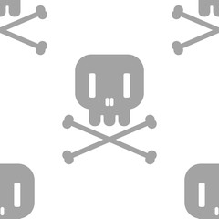 Concept of white wallpaper with a gray skull and crossbones
