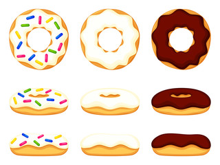 Colorful cartoon various donut set