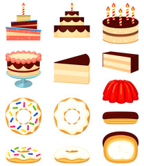 Colorful cartoon 12 dessert icon set
