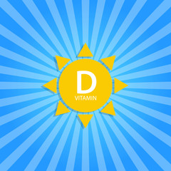 Vitamin D Sun Sign Icon. Vector Illustration