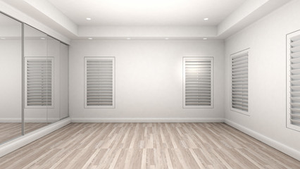 Empty Room Interior wooden floor modern and luxury style. 3d Render