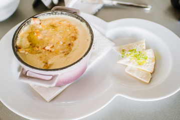 A fish soup in bowl