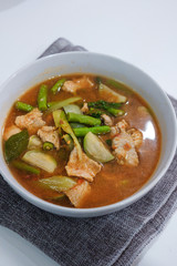 Hot Spicy curry with pork in white blow