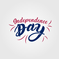 United Stated Independence Day lettering. Fourth of July typographic design in USA. Hand lettering illustration for greeting card, poster, banner, flayer, postcard, web. Vector typographic