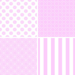 Pink different vector seamless patterns