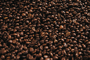 Texture of coffee beans in process of roasting