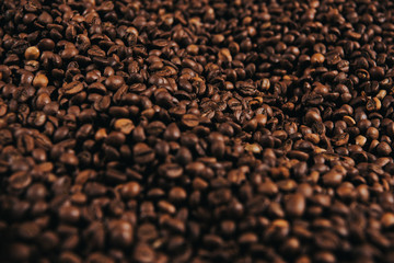 Brown aromatic roasted coffee beans texture