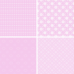 Pink different vector seamless patterns