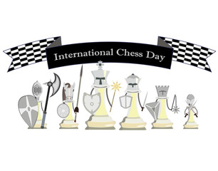 International Chess Day, illustration with stylized knight chess