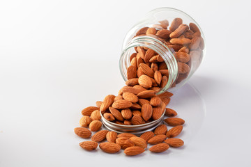 Almonds  on a white background.