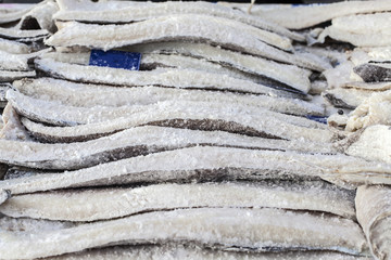 Large pieces of dried cod.