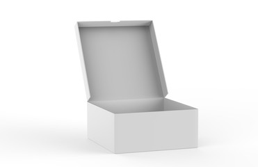 Open packing box on isolated white background, 3d illustration