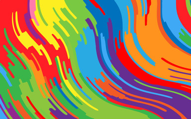 Minimal design. Bright rainbow background. Abstract pattern with wave lines. Vivid colorful striped background