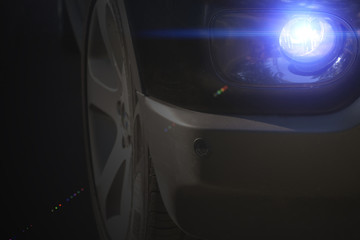 car headlight lights close-up