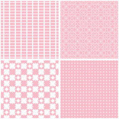Different pink seamless patterns
