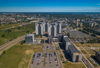 Skanstes street, Riga, Latvia. High residential buildings.