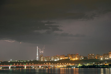 Fototapeta na wymiar Night storm over the city.