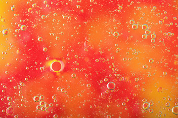 Abstract colorful background with macro of oil drops on water