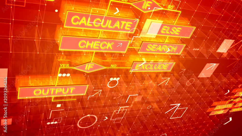 Poster algorithms background with golden charts