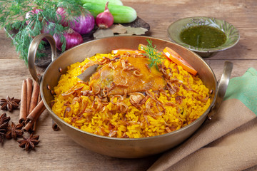 yellow rice with chicken or chicken biryani with rice