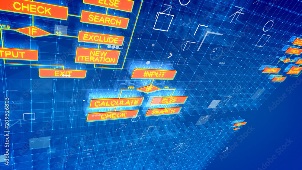 Poster golden algorithms in the blue background