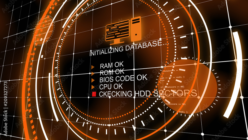 Poster cool orange head-up display with database