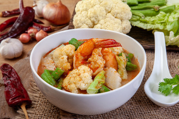 Sour Curry with Vegetable and shrimp.