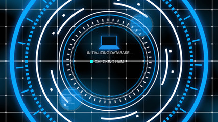 Obraz premium Innovative blue head-up computer with grids