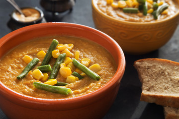 Vegetable pumpkin puree soup